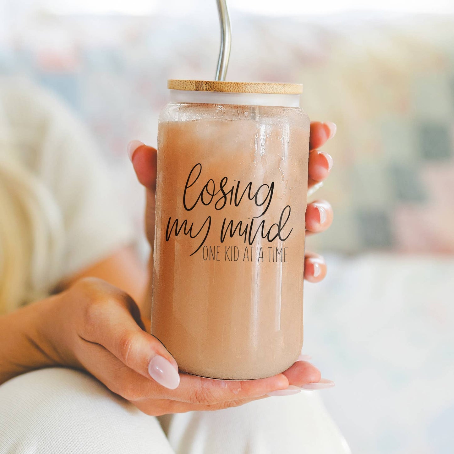 Mom Life Glass Coffee Mugs with Straws | Funny Mothers Day