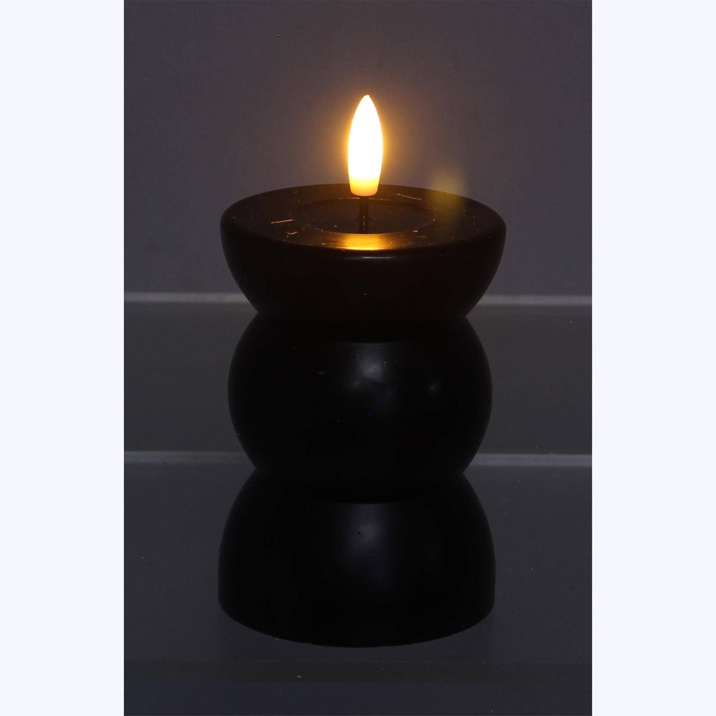 Black, Wax LED Flickering Candle