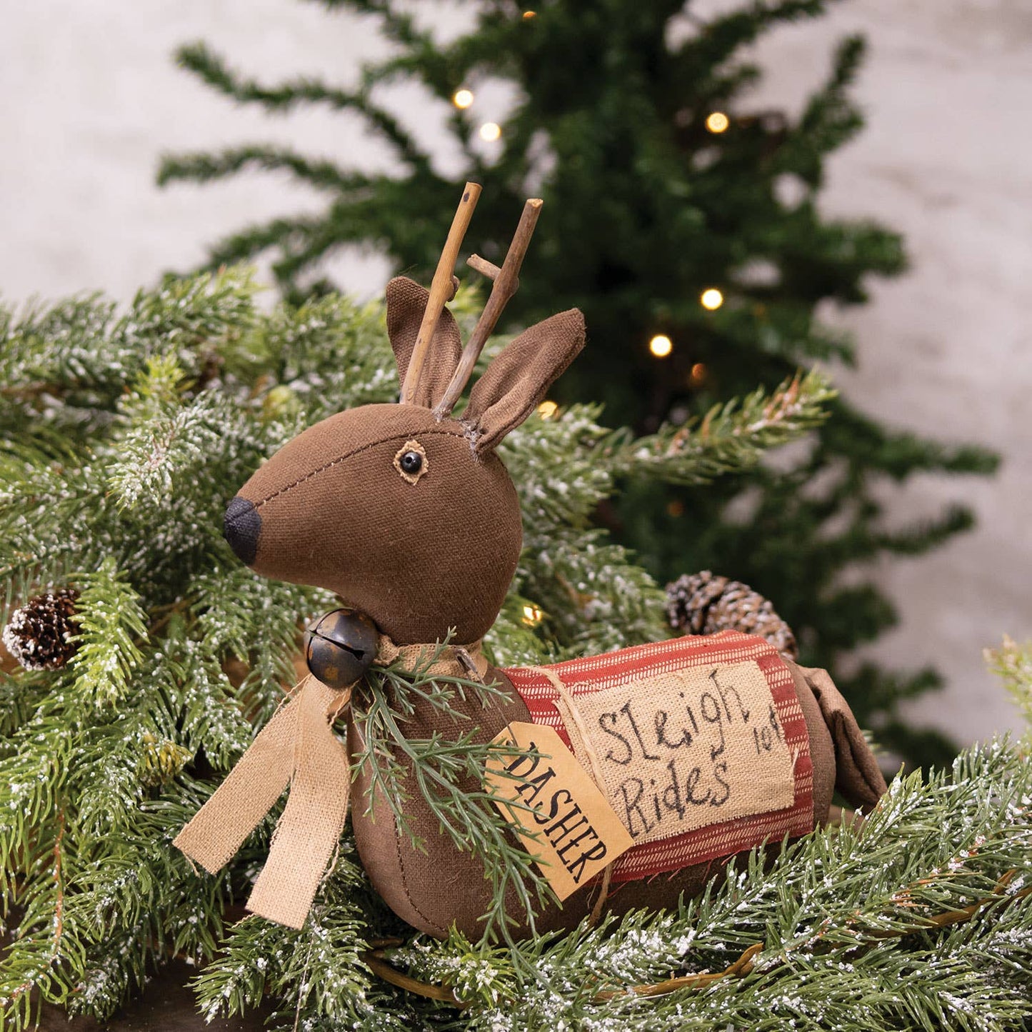 Stuffed Primitive Sleigh Rides Dasher Reindeer Sitter