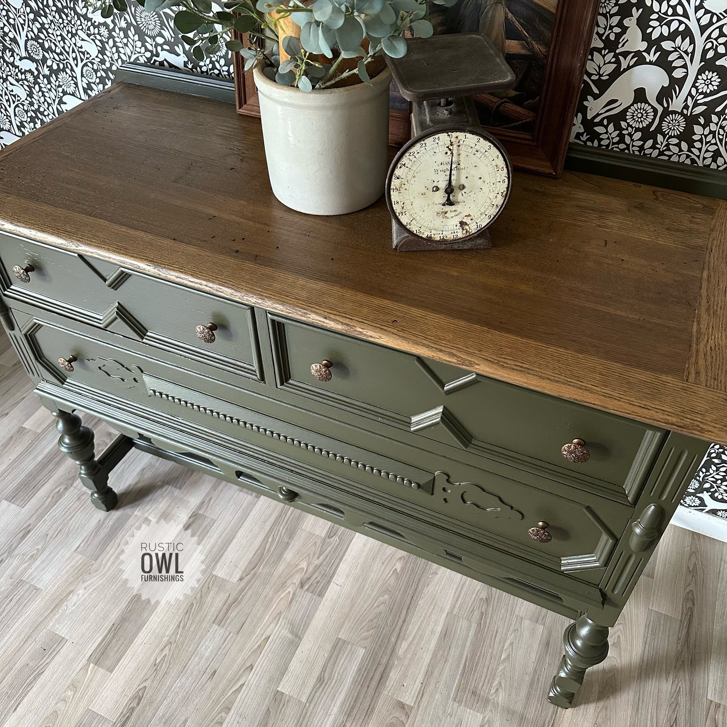 Olive Green Oak Buffet