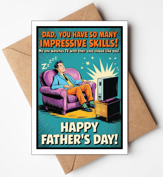 Father & TV-Funny Fathers Day Cards