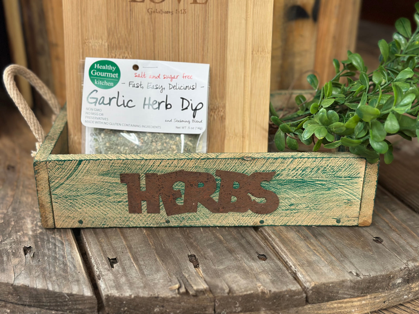 Wooden "Herbs" Box