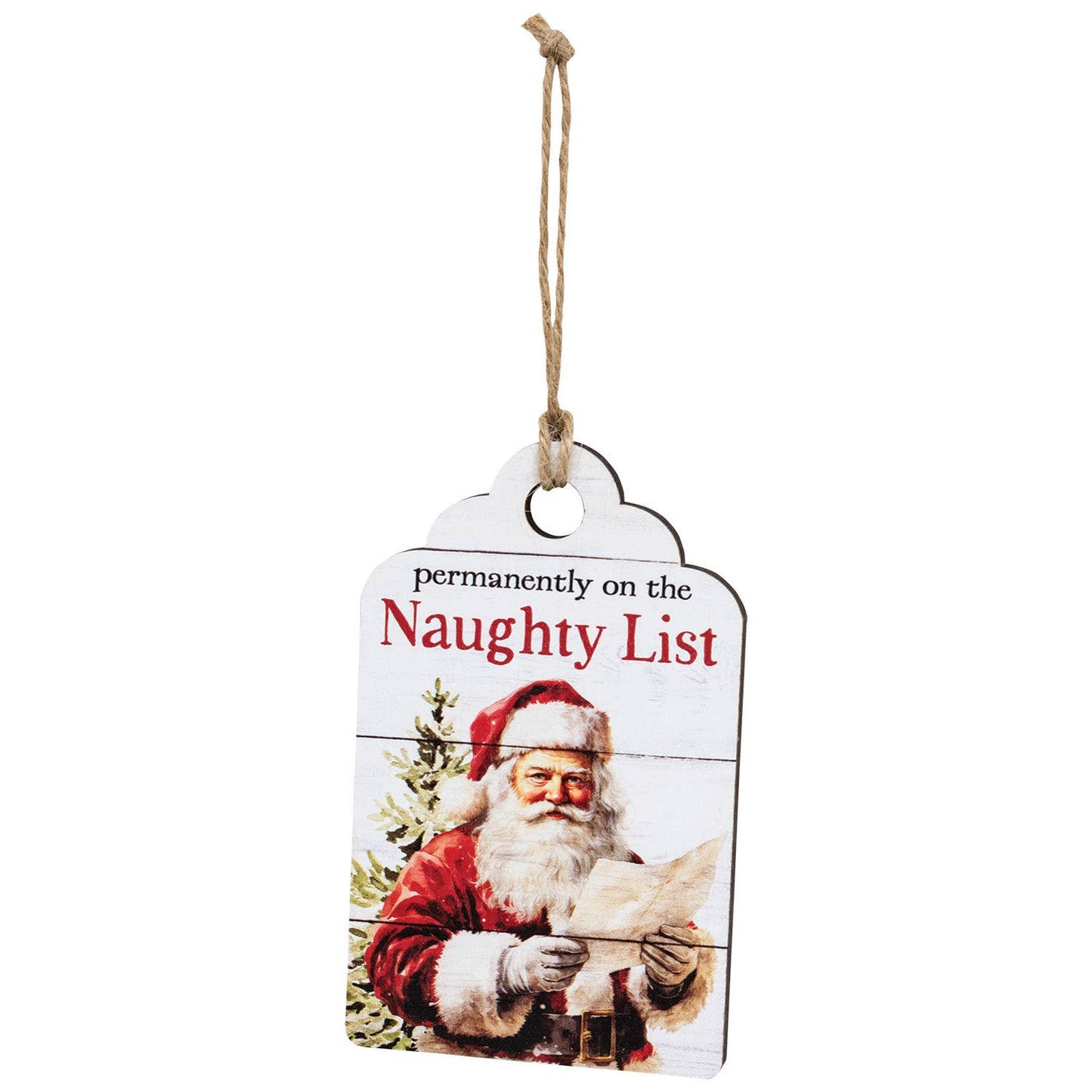 Vintage Santa Naughty or Nice Wooden Tag - 3 Asstd.
