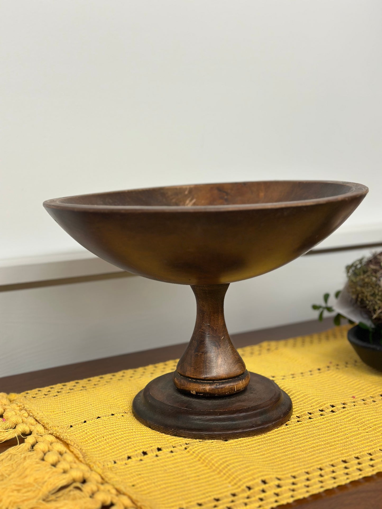 Vintage Wooden Pedestal Bowl