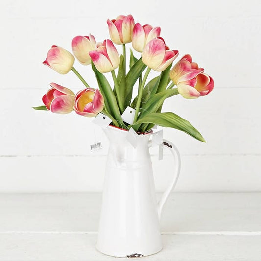 27255 - 14in real touch Tulip Bud w. Leave-Purple green