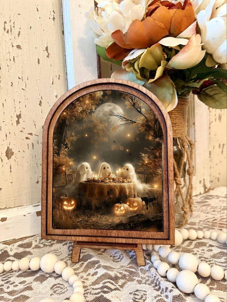 Ghost Tea Party Framed Canvas Art