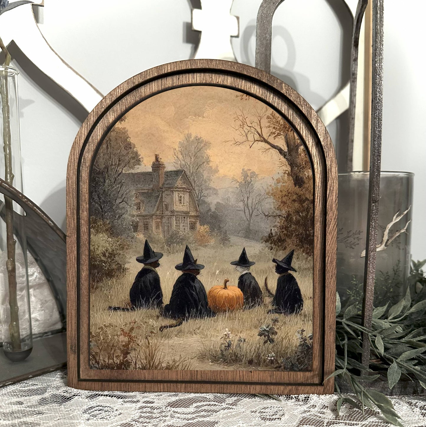 Witchy Cats Framed Canvas Art