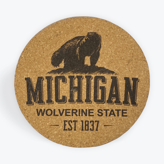 Cork Coaster- Michigan Wolverine State