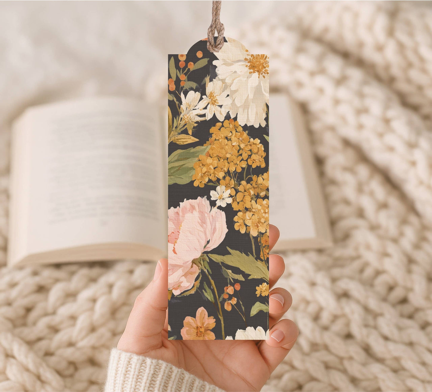 Blush Floral-Wood Bookmark