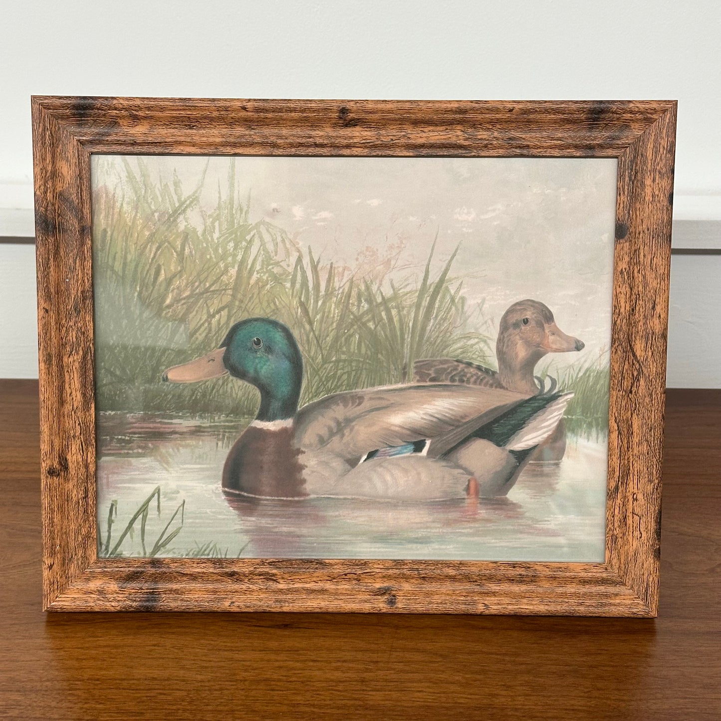Ducks on the Pond Antique Framed Art