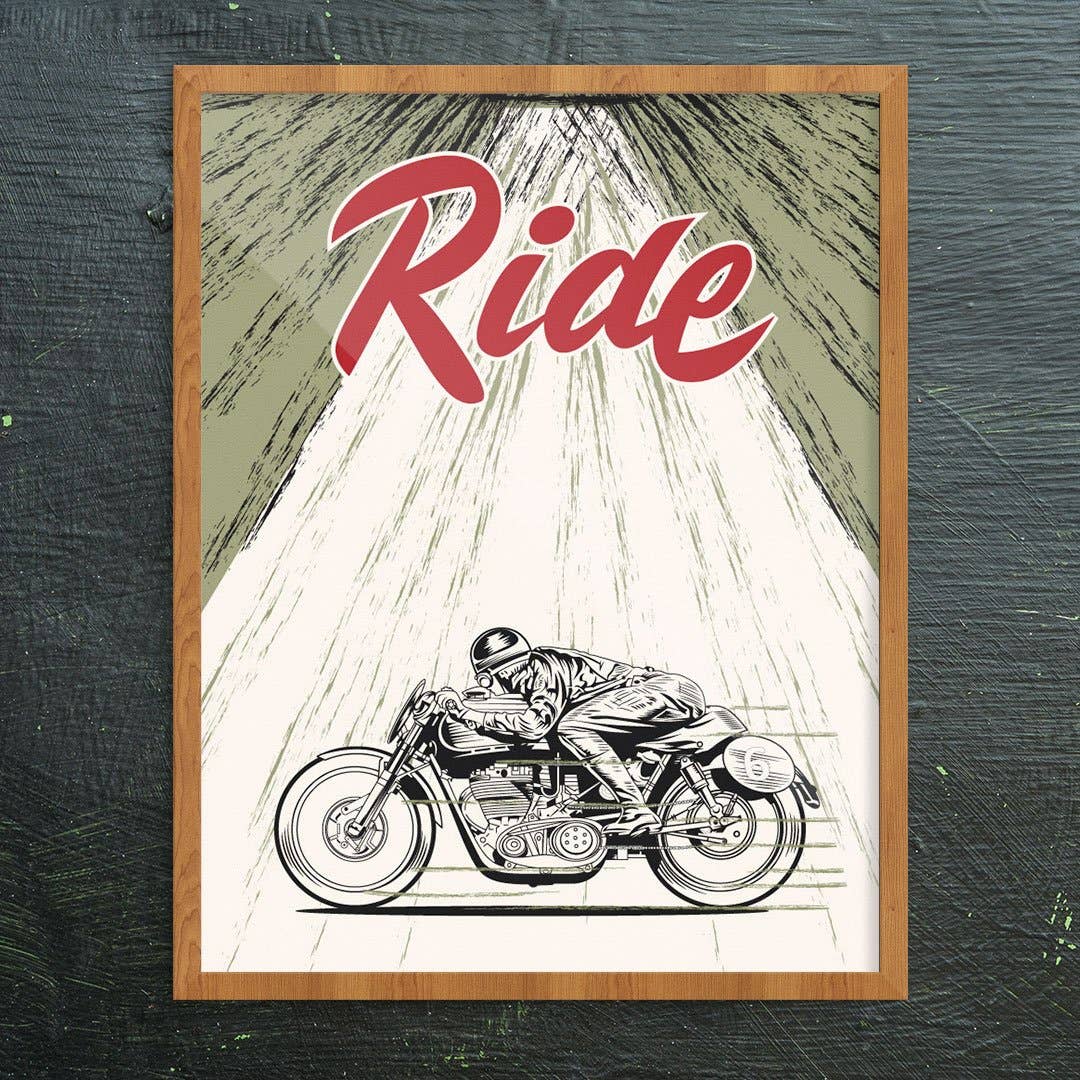 Ride Motorcycle Man Print