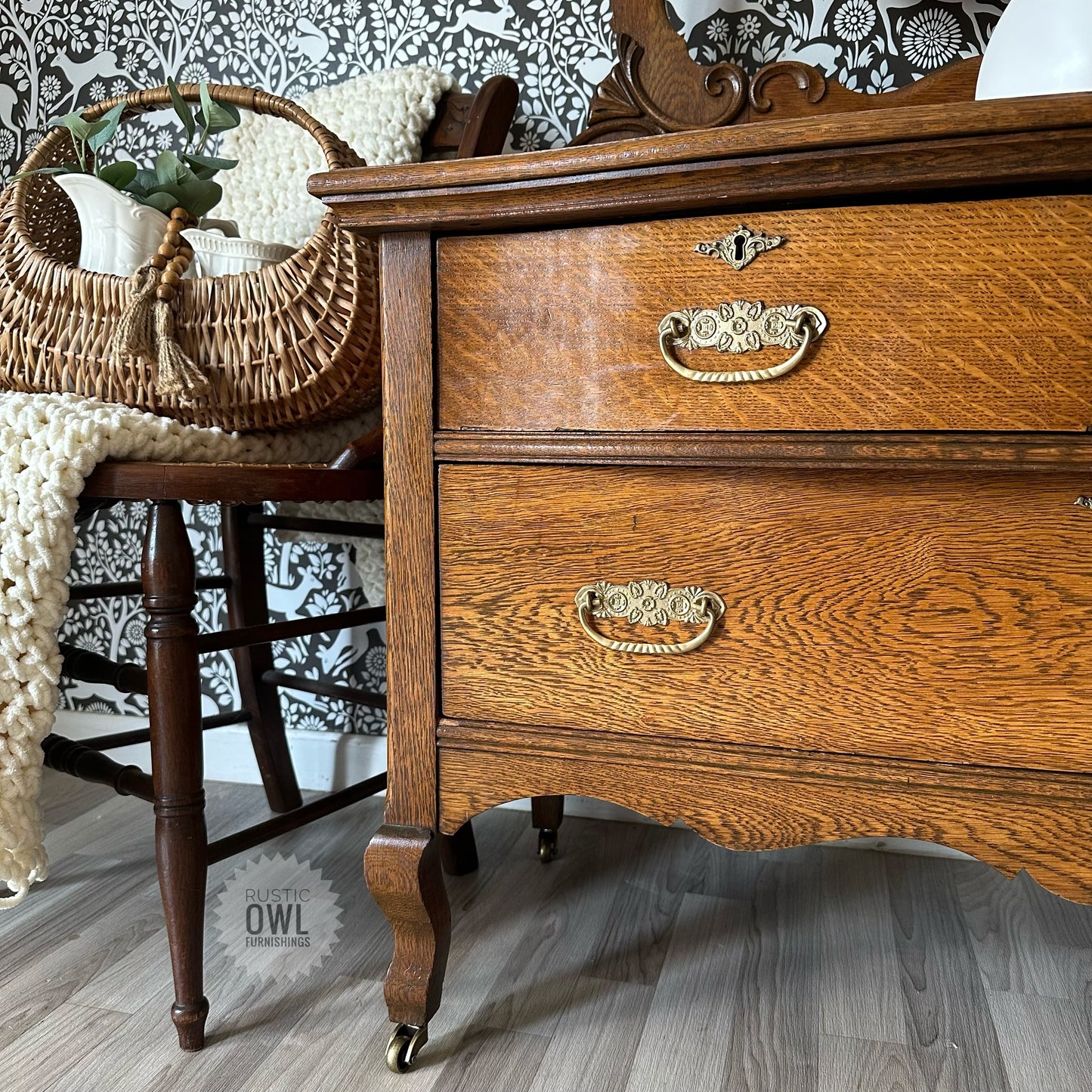 Oak Serpentine Dressing Table