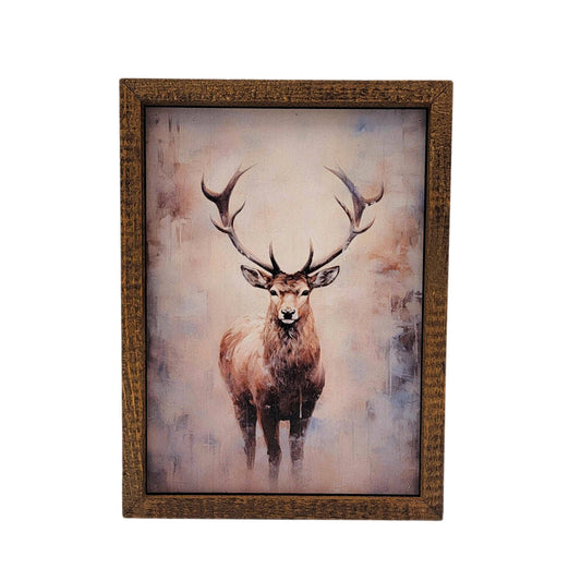 Winter Elk Scene Holiday Signs - Christmas Decor