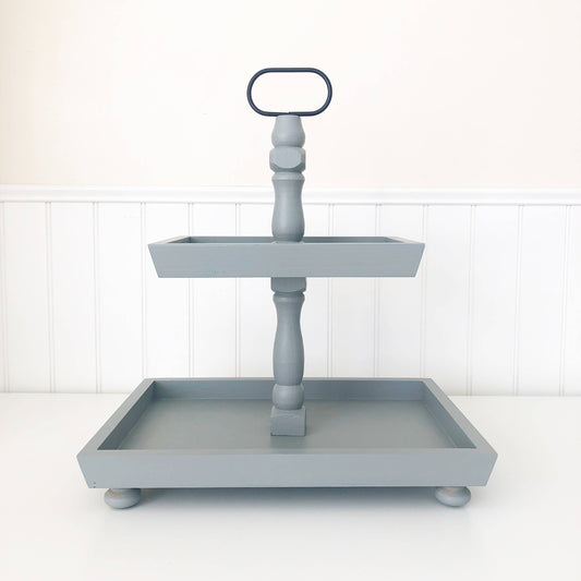 Tiered Tray-Farmhouse Gray, Rectangle
