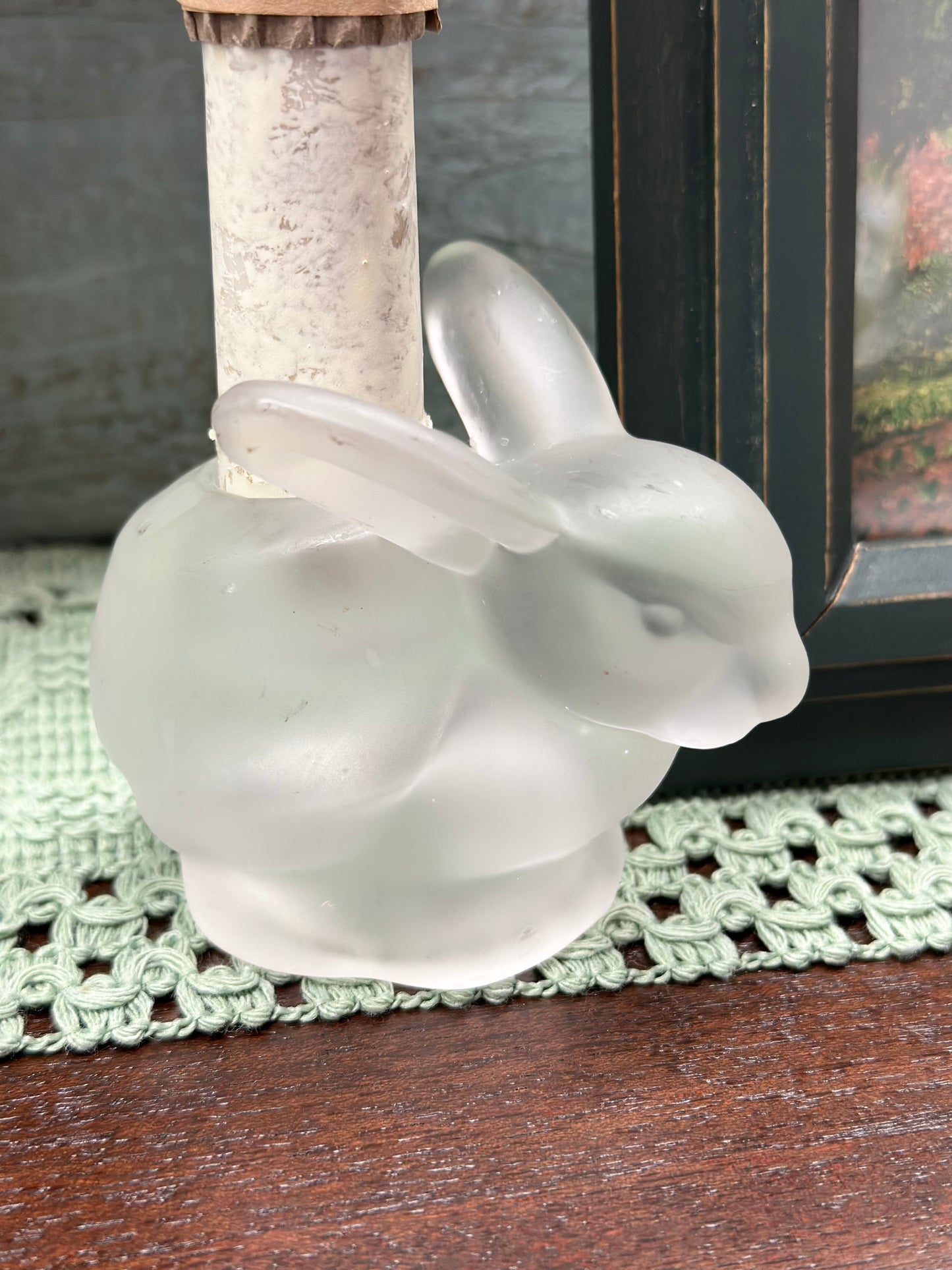 Frosted Glass Bunny Taper Holder