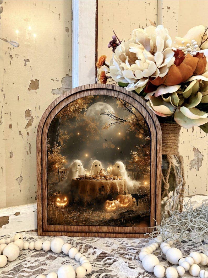 Ghost Tea Party Framed Canvas Art