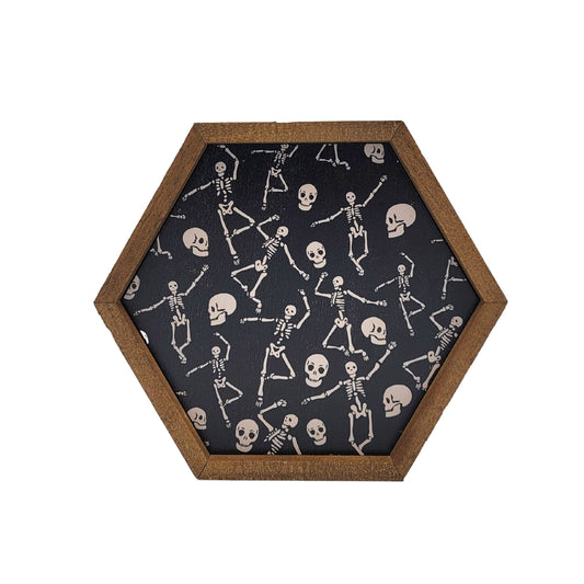 Dancing Skeletons Halloween Decor - Hexagon Signs