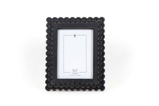 5X7 Black Wood Scallop Photo Frame