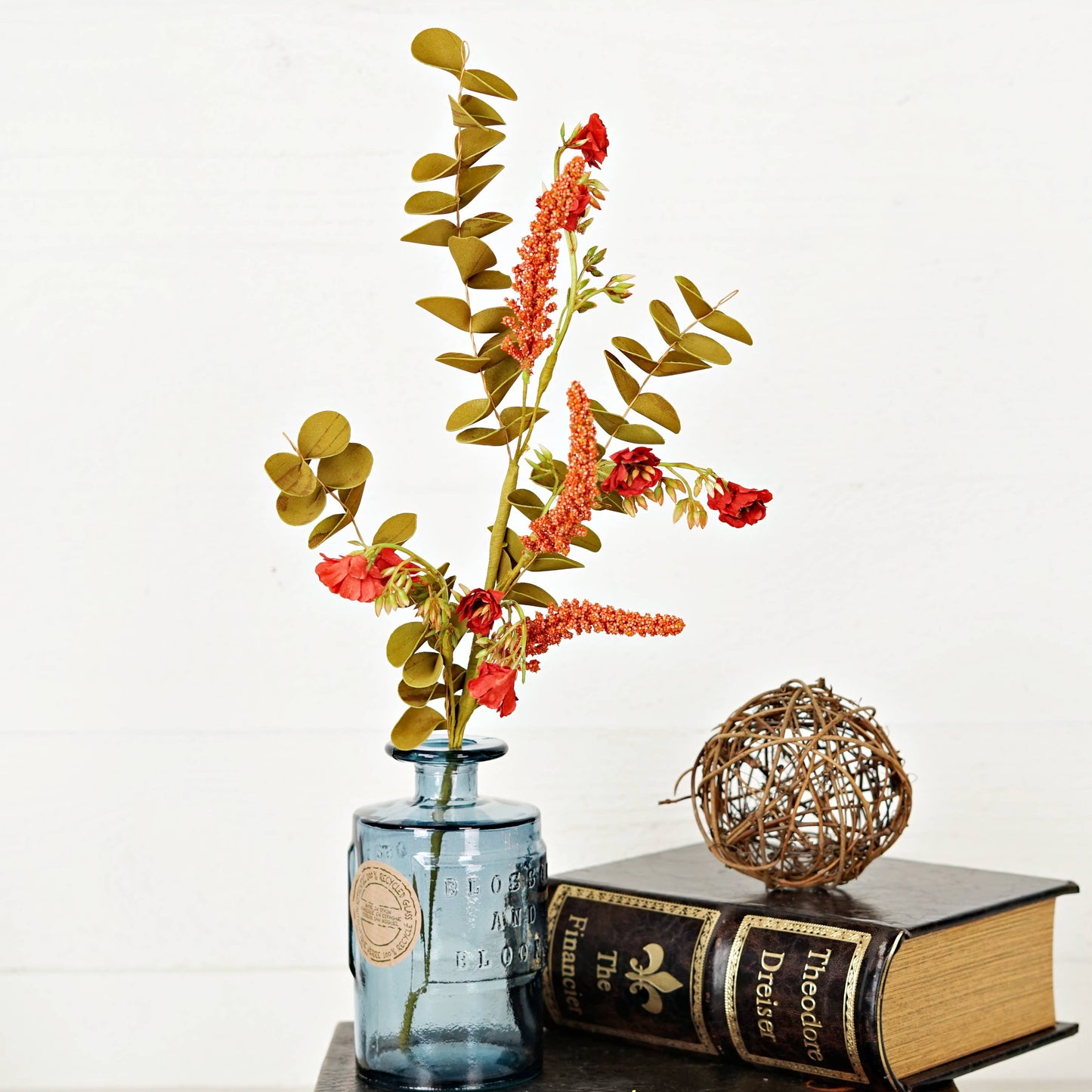 18in Spray-Orange Red Country Heather and Eucalyptus