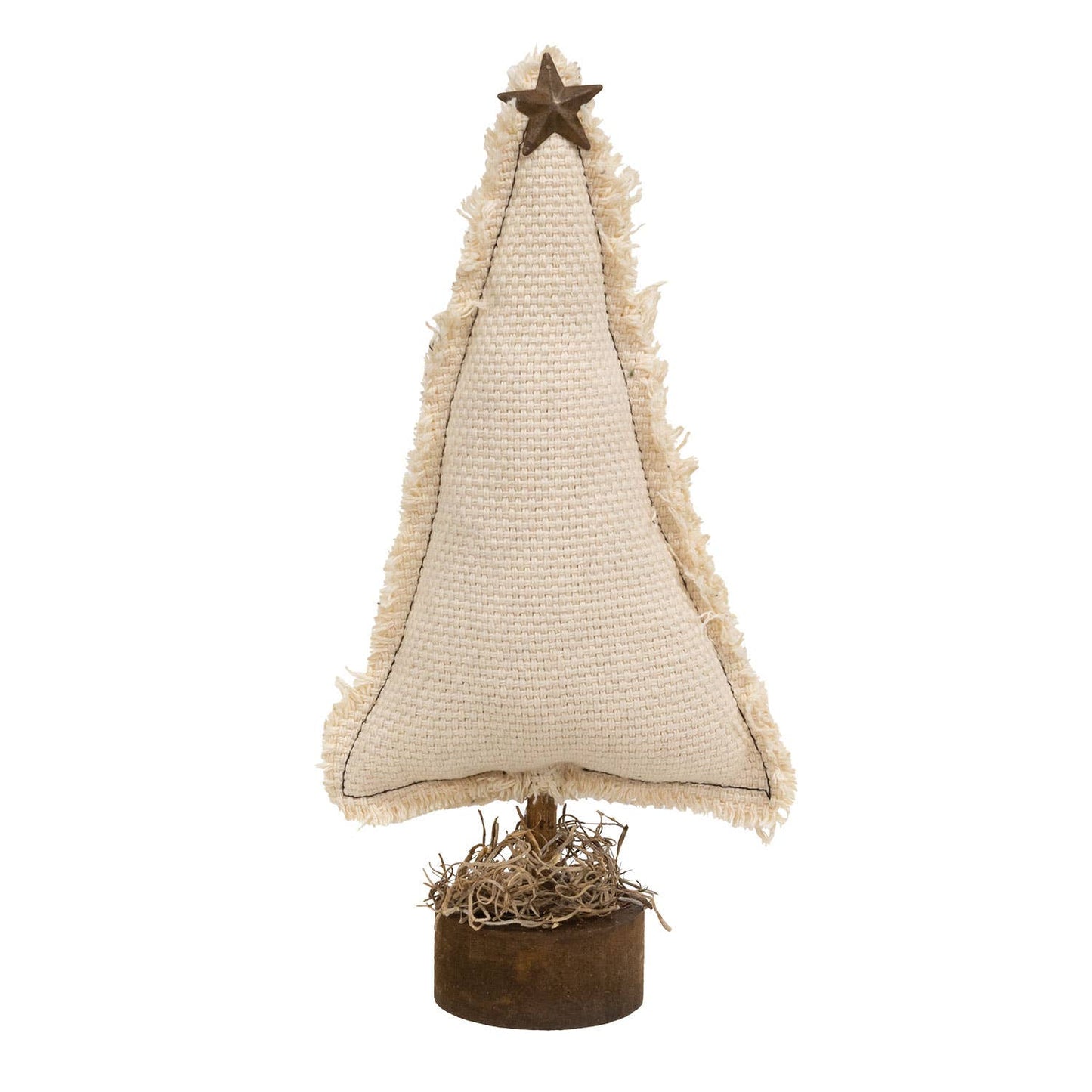 9.5" Fringed Stuffed Ivory Canvas Christmas Tree on Base