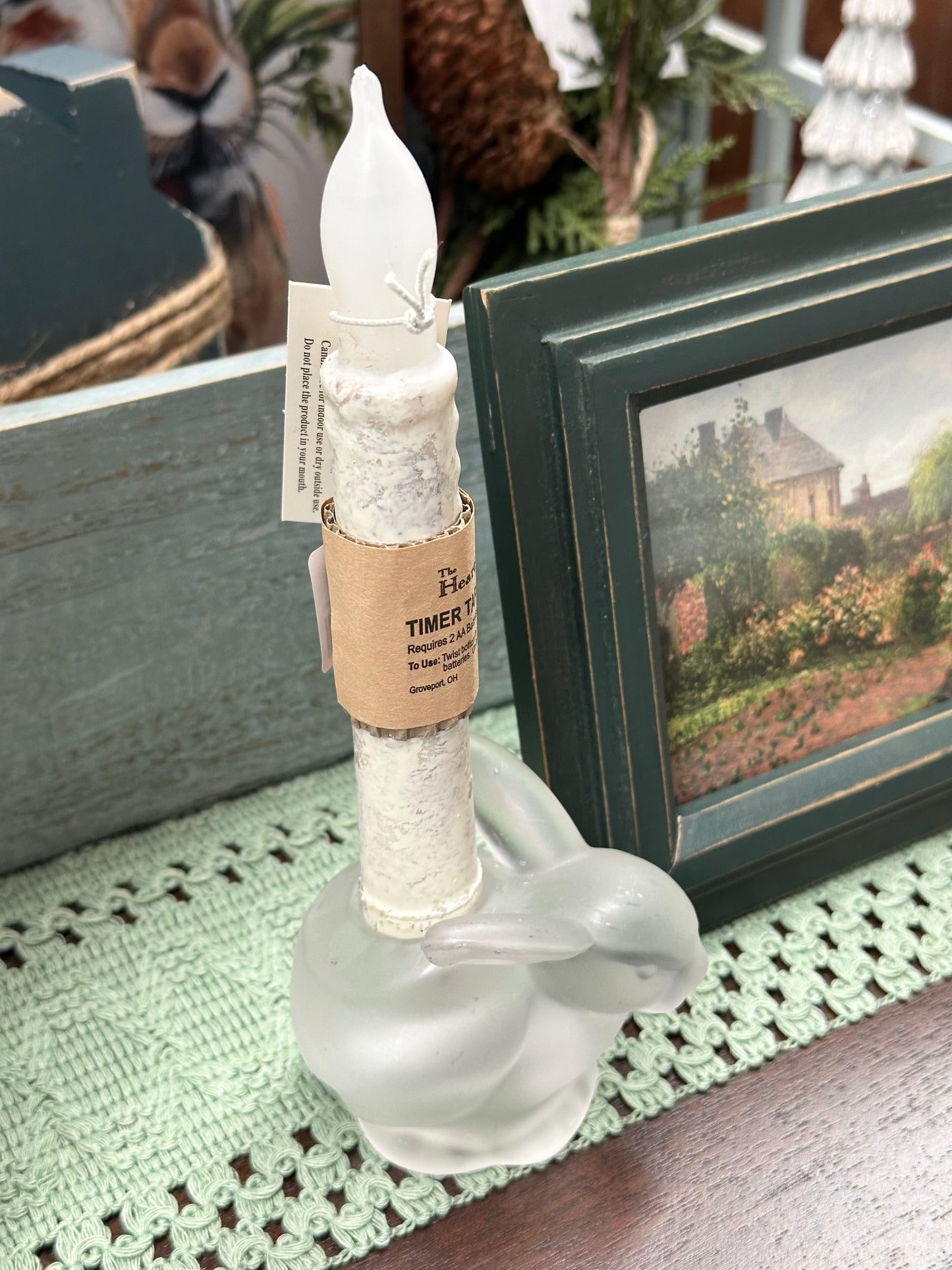 Frosted Glass Bunny Taper Holder