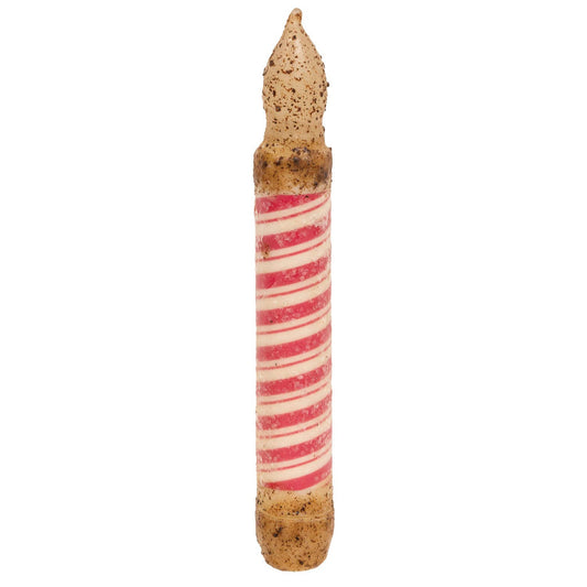 Grungy Glitter Candy Cane Stripe Timer Taper