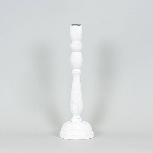White Taper Candle Holder- Short
