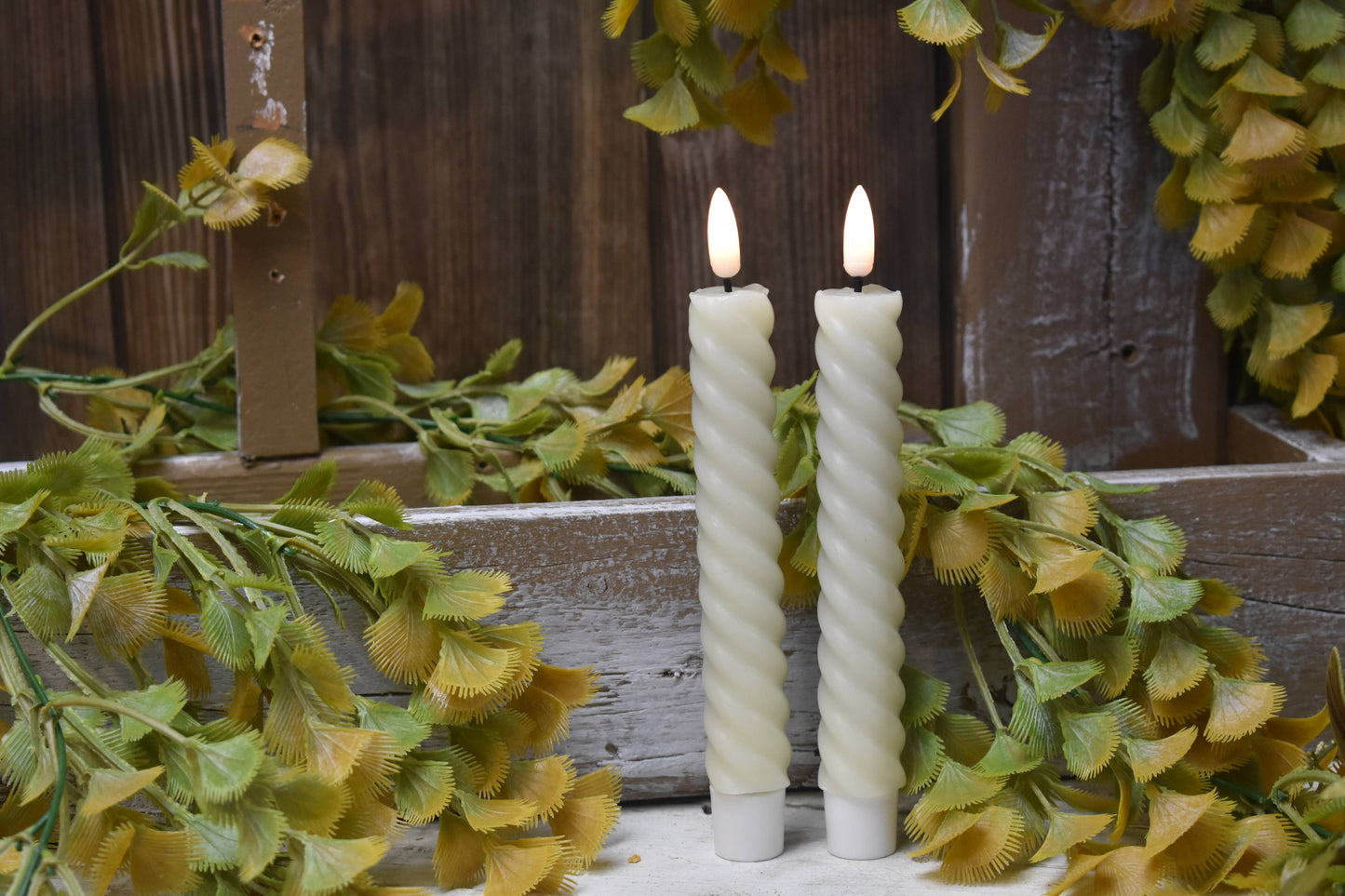 Spiral Taper Candle Realistic Flame 10in