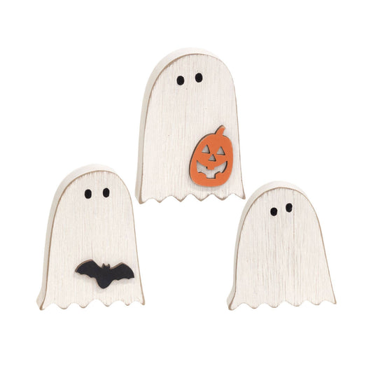 3/Set, Distressed Wooden Ghost & Friend Sitters