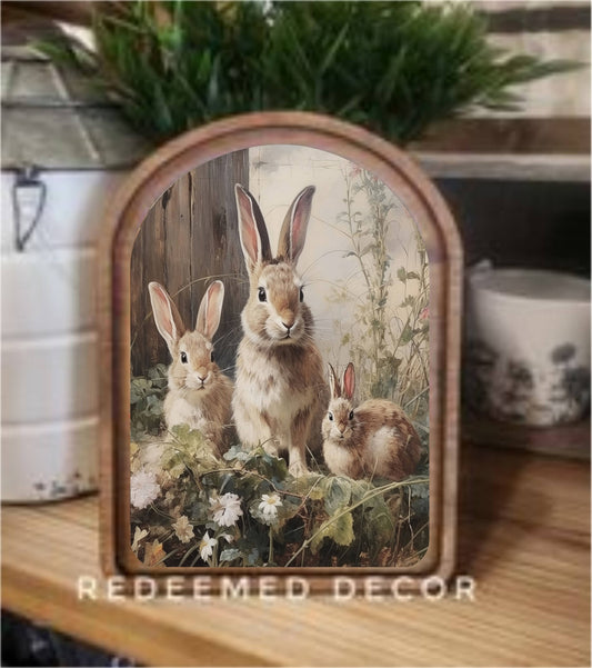 Bunny Trio Framed Art- Arch