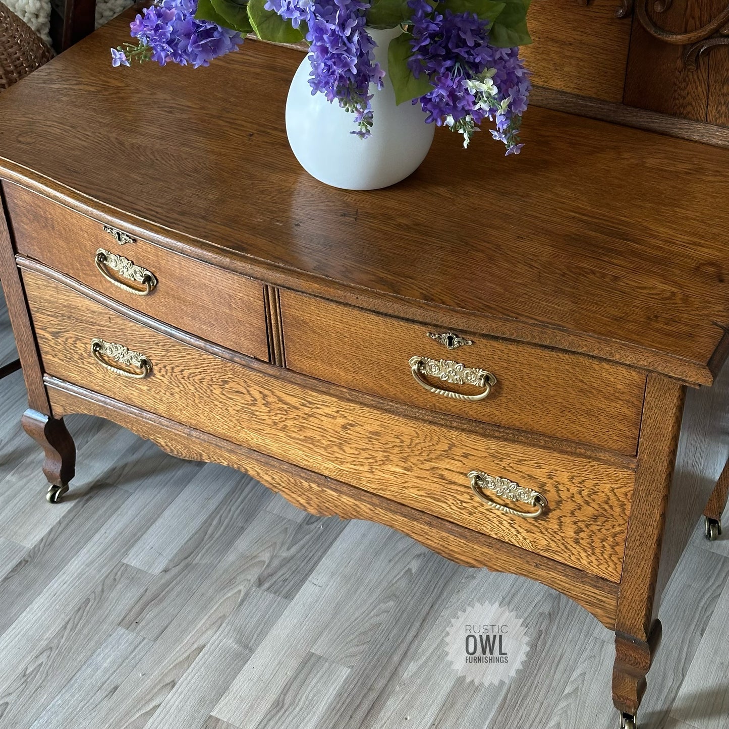 Oak Serpentine Dressing Table