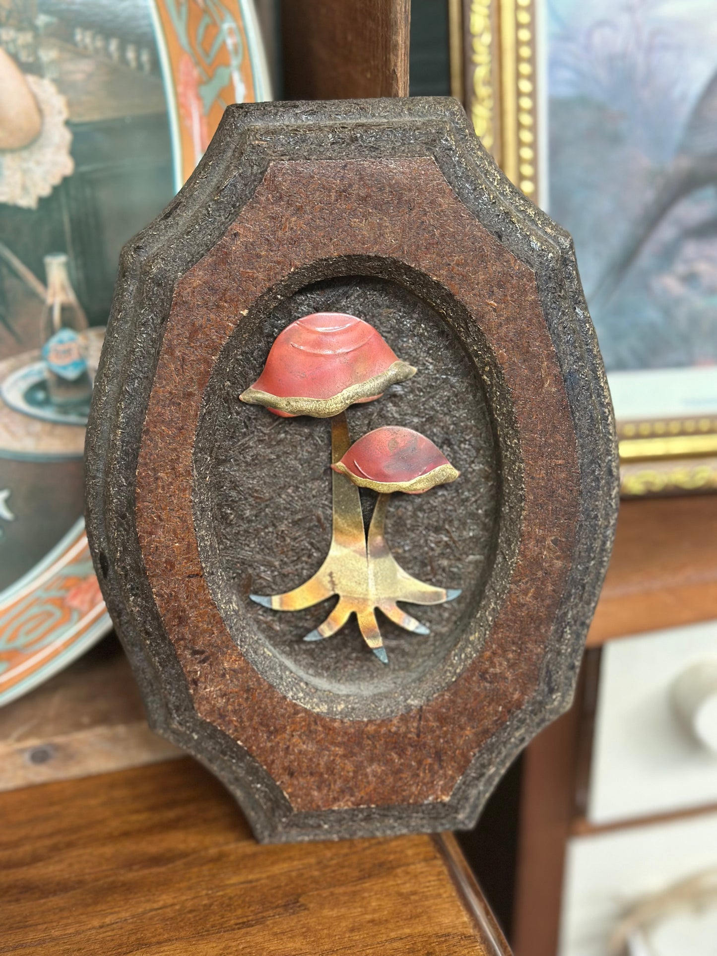 Vintage Brass Mushroom Art