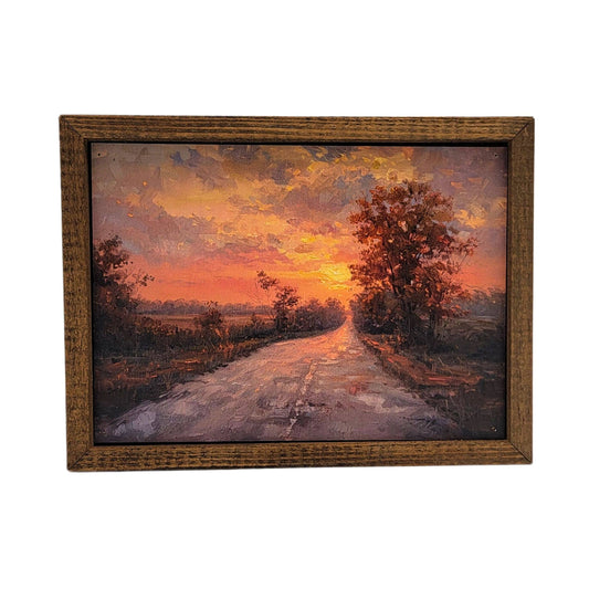 Sunset Over A Road Home Decor Wall Decor - Home Accents