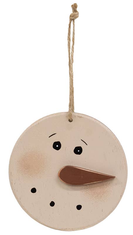 Distressed Wooden Blushing Snowman Ornament, 2 Assorted