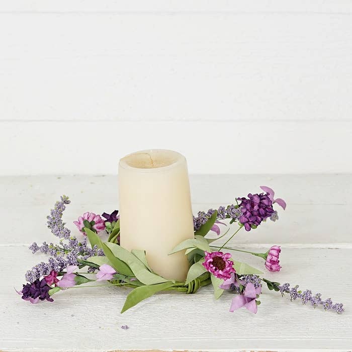 Lanvendar and Wild Flowers Candle Ring-3.5in
