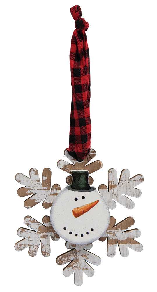 Happy Snowman Snowflake Christmas Ornament, 3 Assorted