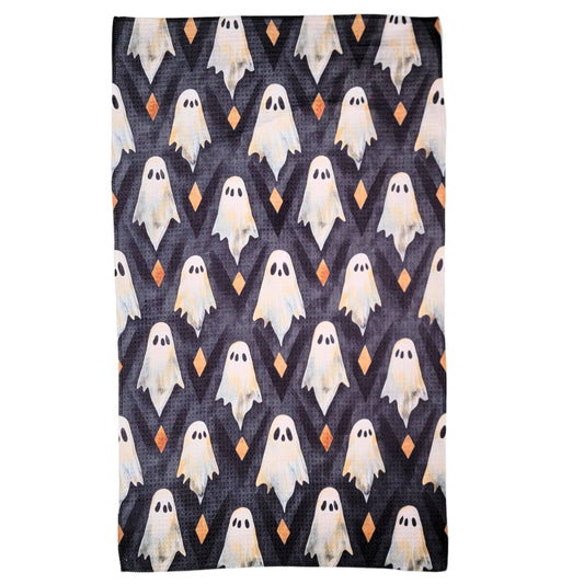 Ghost Diamond Pattern Halloween Waffle Towels - Fall Decor
