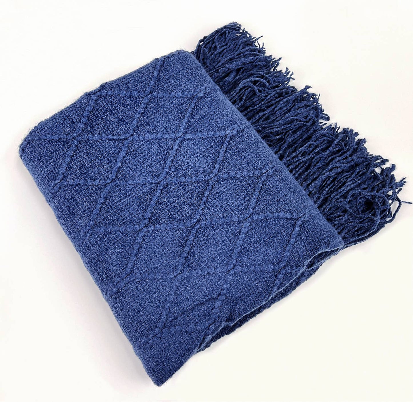 Rhombus Diamond Knit 50x60 Inch Throw Blanket