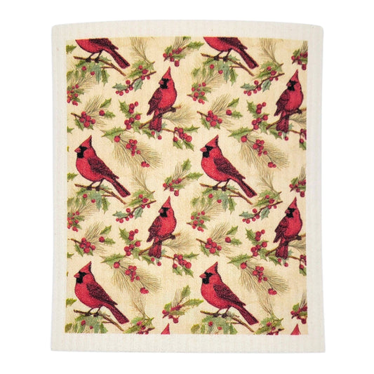 Red Cardinal Christmas Swedish Dishcloths - Christmas Gifts