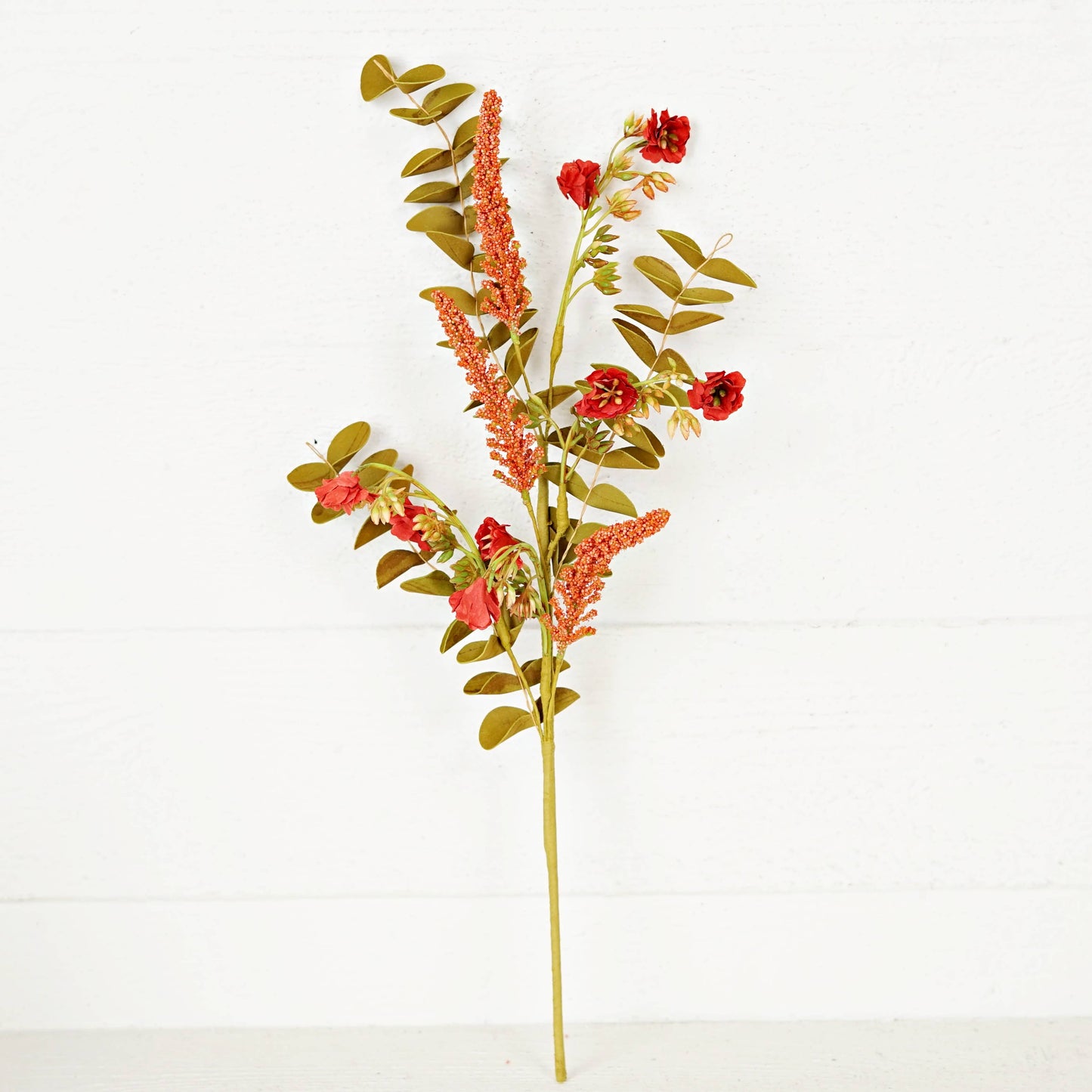 18in Spray-Orange Red Country Heather and Eucalyptus