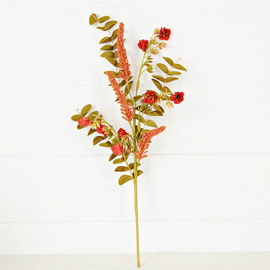 18in Spray-Orange Red Country Heather and Eucalyptus