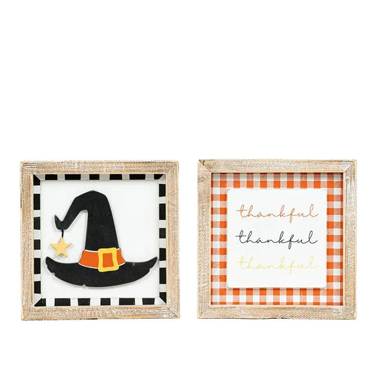 Witch Hat/Thankful Reversible Sign