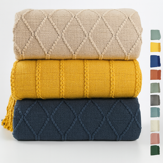 Rhombus Diamond Knit 50x60 Inch Throw Blanket