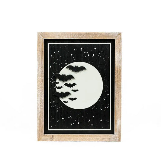 Moon Bats/Checker Pumpkin Reversible Sign