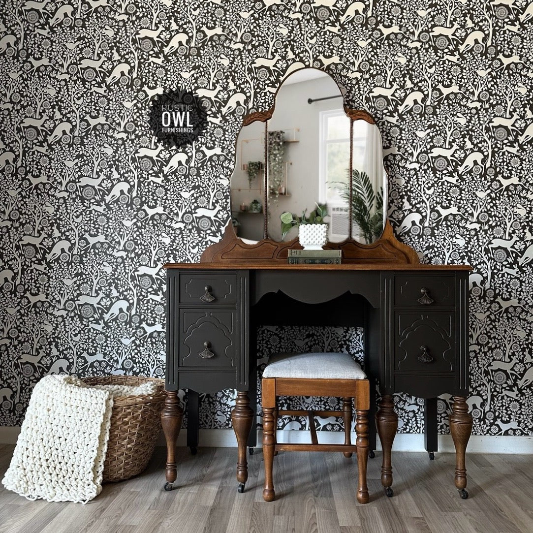 Vintage Vanity w/ Mirror & Stool