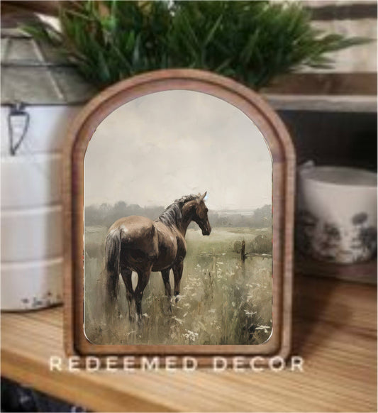 Arch Top Horse Painting Framed Art