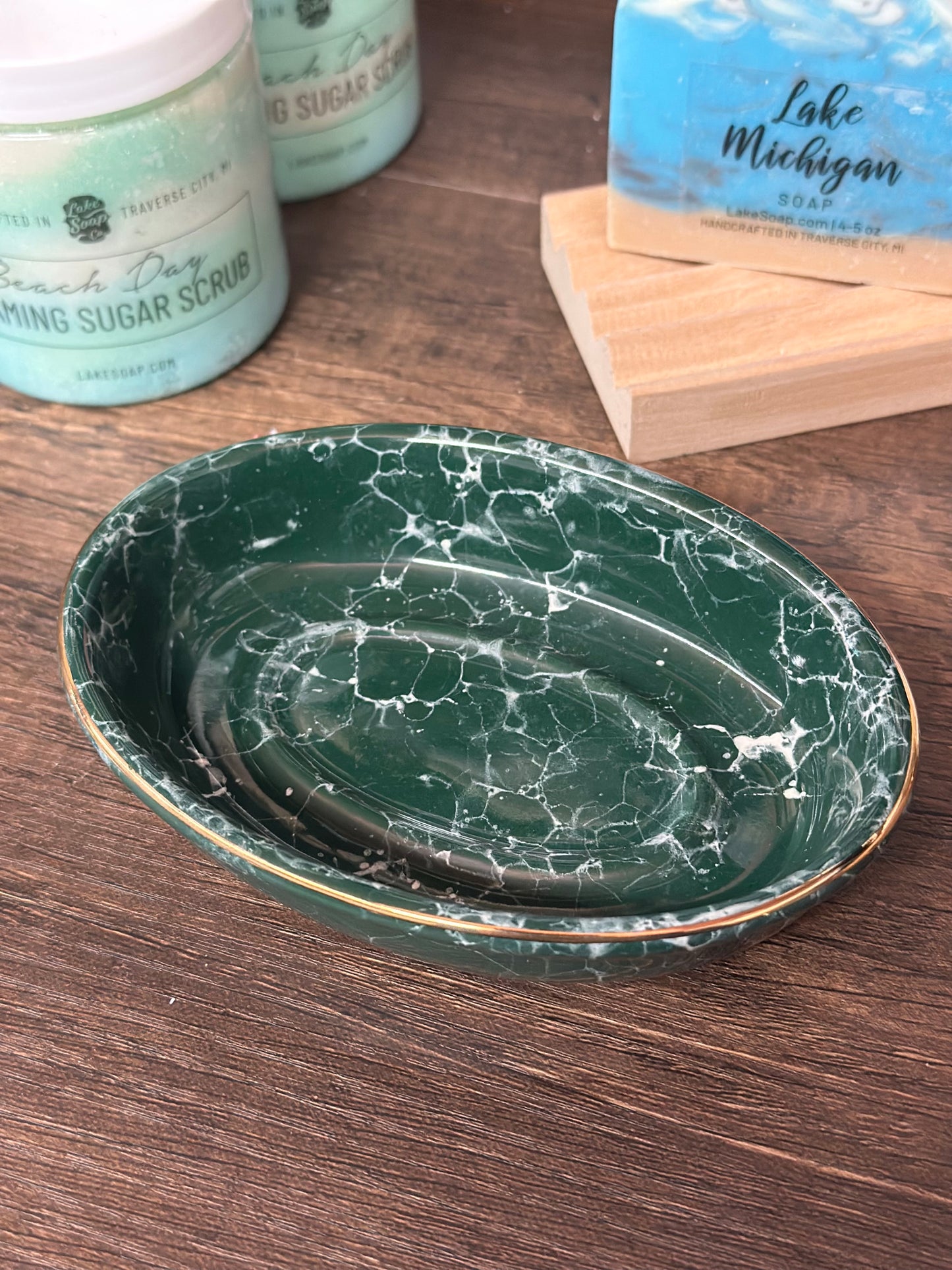 Green Marble Ceramic Soap Dish