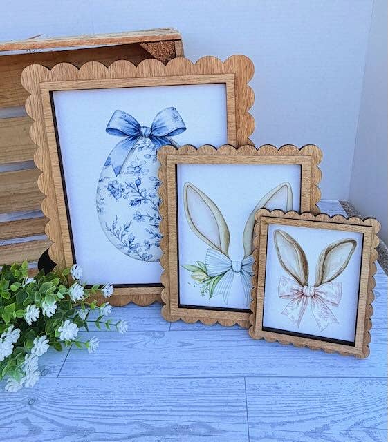 Bunny Ears Scallop Wood Frame