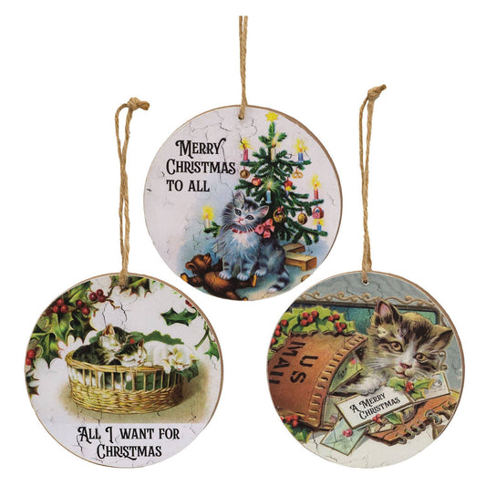 Merry Christmas to All Cat Ornament, 3 Assorted