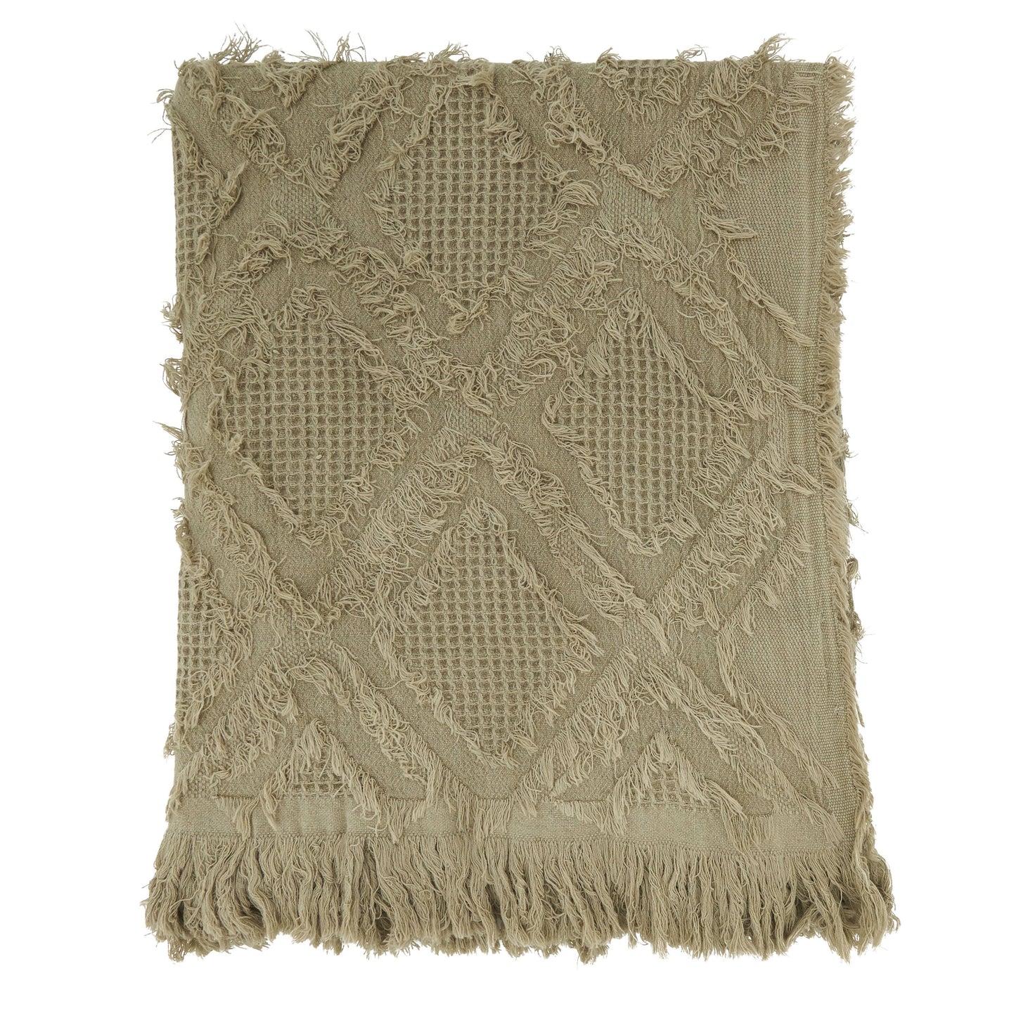 Fringe Waffle Weave Throw